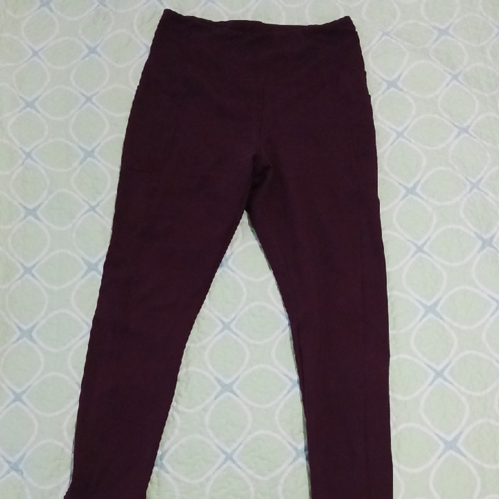 Athletic Full Length Leggings Burgundy Wine Medium